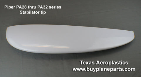 Piper Stabilator Tips (Right or Left) 60-23-80A. Replaces OEM part: 63584-10. Manufactured by Texas Aeroplastics.